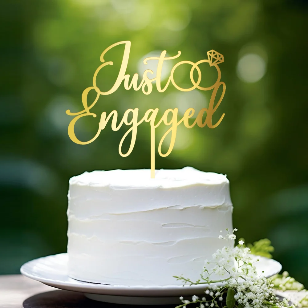 

Just Engaged Cake Topper Engagement Cake Decoration with Ring in Acrylic
