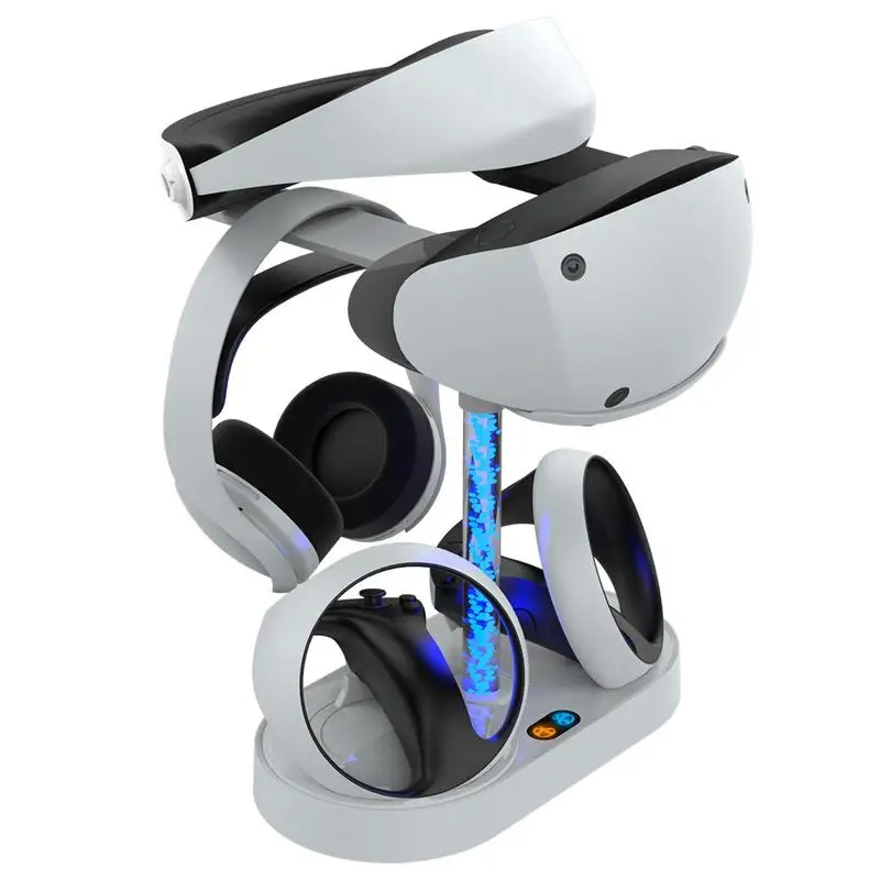 PSVR2 Charging Dock For PS VR 2 Dual Controllers Magnetic Charger Base Station Headset Holder With RGB Light For PlayStation VR2