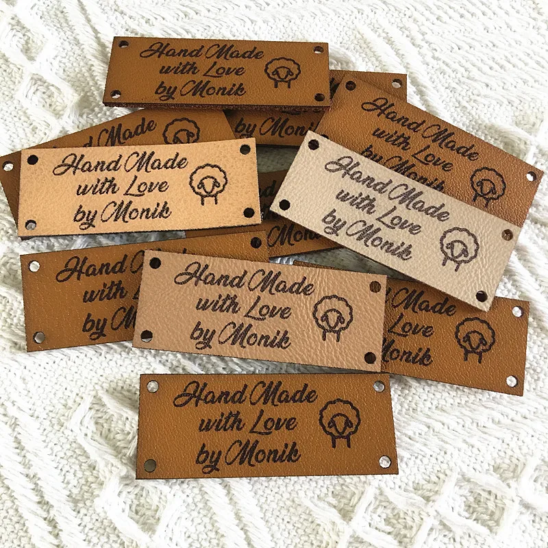 200 Pcs Handmade Label Crochet Labels Hand Made Leather Label Knitting  Supplies Crochet Gifts Leather Handmade Tag Leather Label Tag Tags for  Clothes