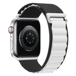Durable Alpine Nylon Loop Strap for Apple Watch - Comfortable & Stylish Design (20 Black white)