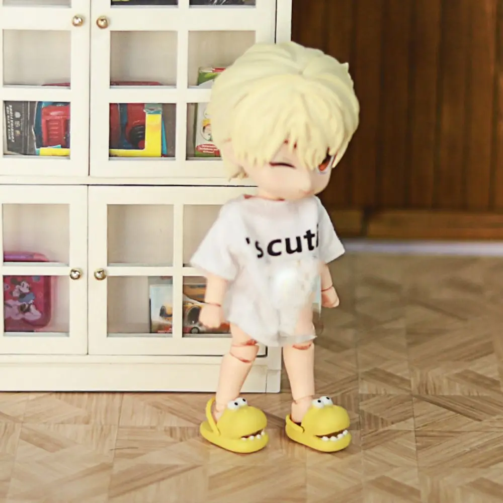 1 Pair Round Toe Ob11 Doll Slippers Mini Simulation Mini Dinosaur slippers Cartoon Silicone Silicone Dinosaur slippers