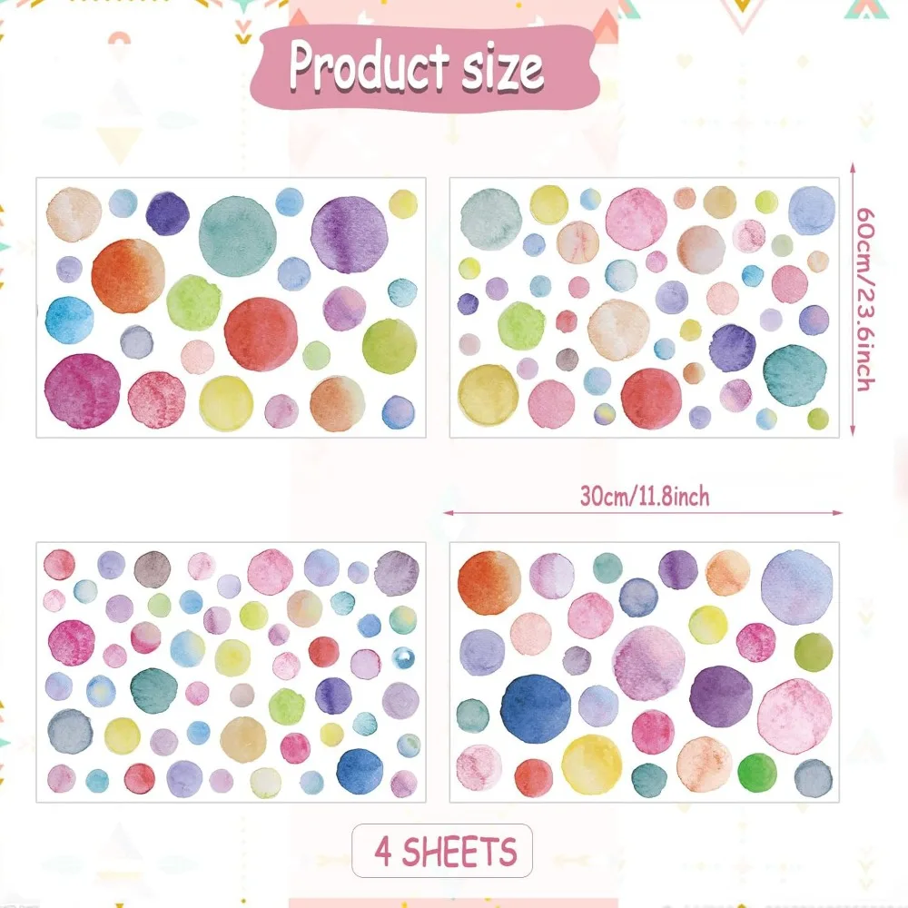 Glow-in-the-dark polka dot wall sticker, luminous watercolor dot wall sticker color removable self-adhesive sticker