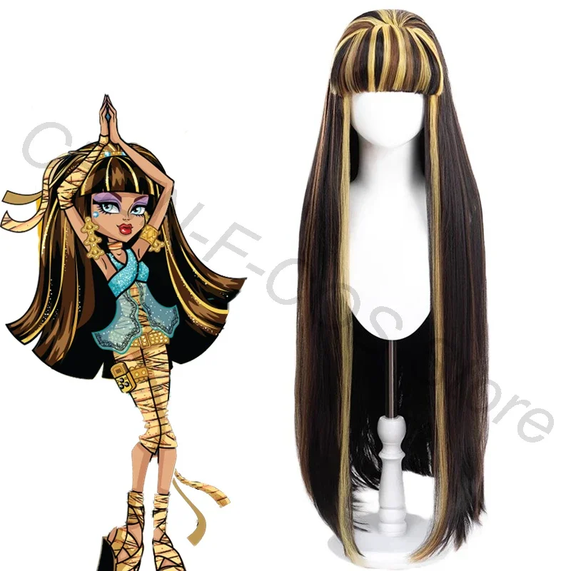 Monster High Cleo De Nile Parrucca Cosplay Puntelli Per Capelli Lunghi Film Donna Gioco Di Ruolo Performance Halloween Christmas Carnival