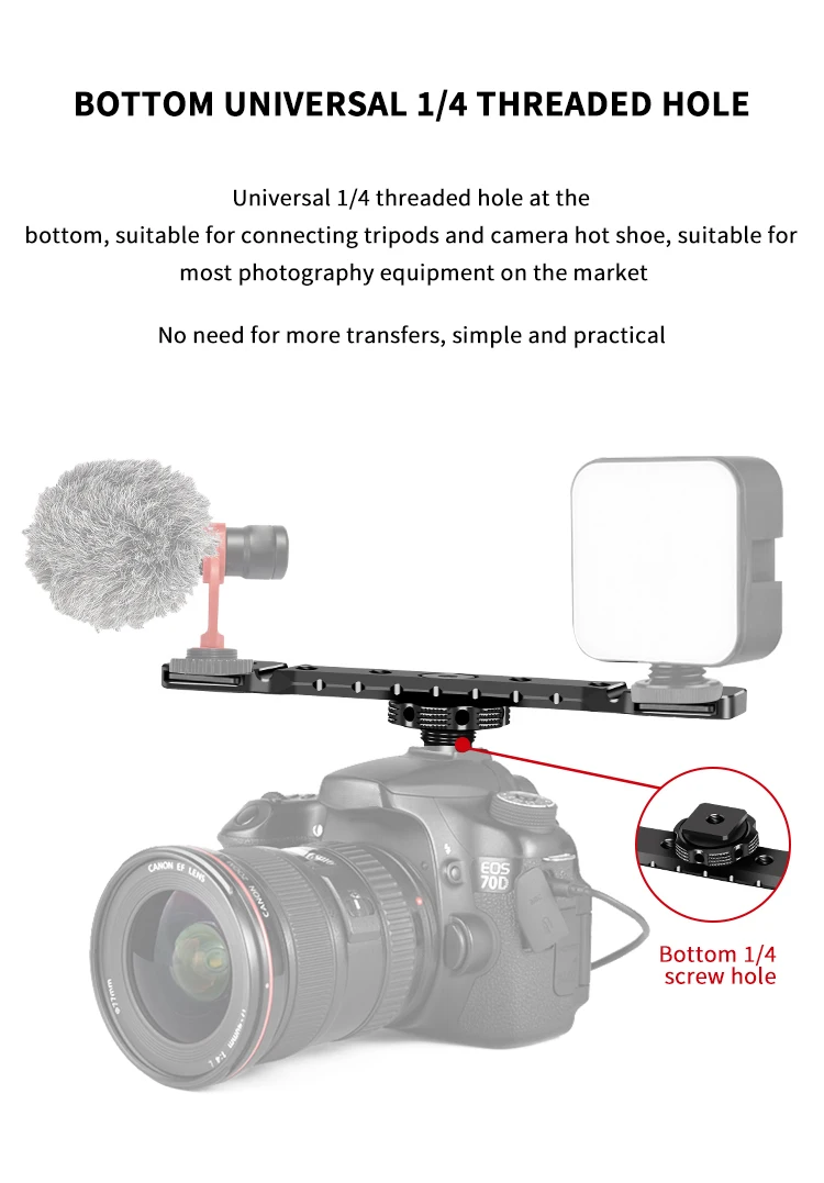 Aluminium Cold Shoe Mount Verlängerung Halterung Kamera Käfig Mic Licht Stehen Monitor Halter für Gopro Insta360 OSMO Vlog Zubehör – Detail 21