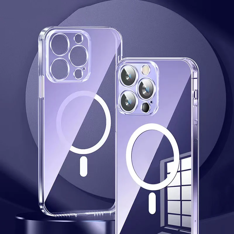 

Original For Magsafe Magnetic Transparent Case For iPhone 13 12 mini 11 14 Pro Max Clear Wireless Charging Shockproof Cover Capa