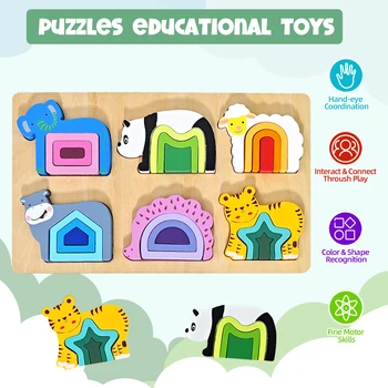3D Wooden Jigsaw Educational Toys Montessori Toys for Kids Games Animal Shape Puzzle Toys Children Christmas Holiday Gifts 1