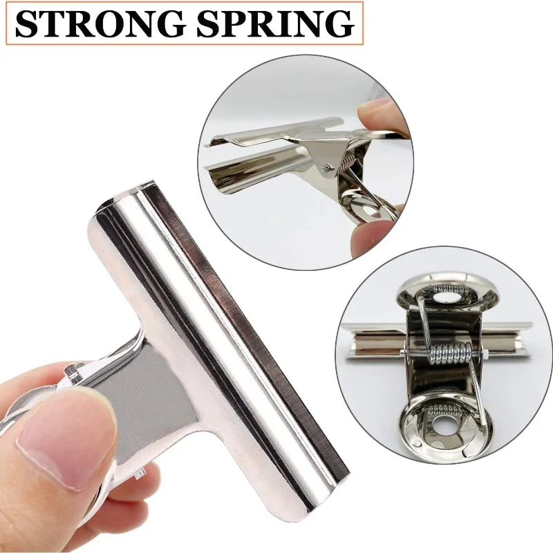 6Pcs Bulldog Clips Chip Clips Food Clip Stainless Steel Multi-functional Metal Clamp Binder Paper Kitchen Home Office alligator clips
