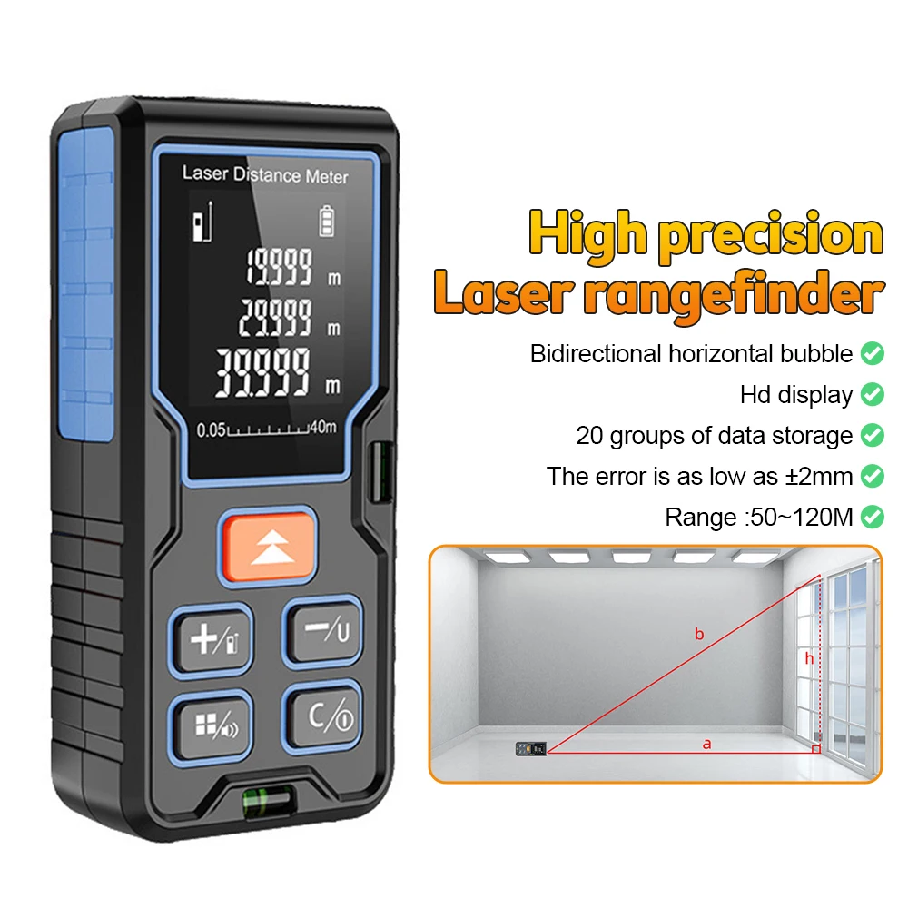 Handheld Rangefinder Laser Distance Meter 40/60/80/100m High-precision  Infrared Measuring Instrument Electronic Measuring Ruler