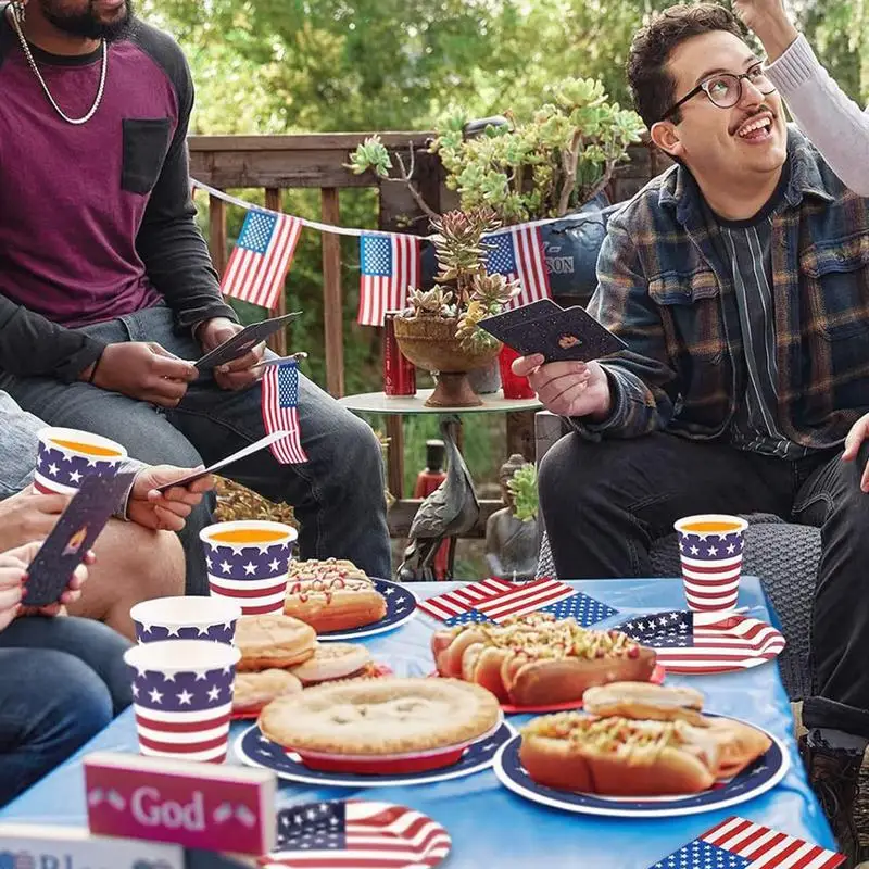 

4 июля вечерние поставки 96 шт патриотические аксессуары столовая посуда набор 4 июля тарелки Кубок салфетки патриотические аксессуары