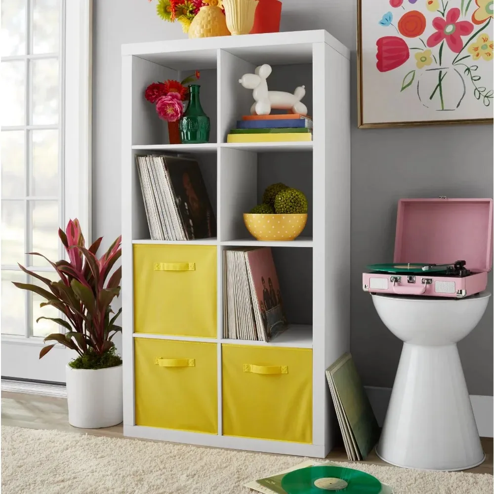 Homes 8-Cube Storage Organizer, White Texture/Rustic Gray/Solid Black/Tobacco Oak Optional 3
