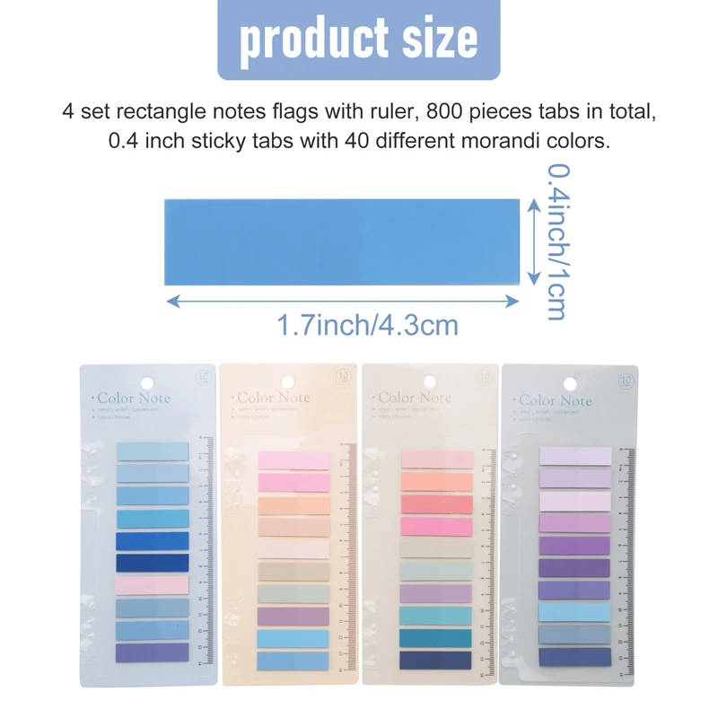 4 Designs (800 Pcs) Sticky Tabs Page Markers Sticky Index Tabs