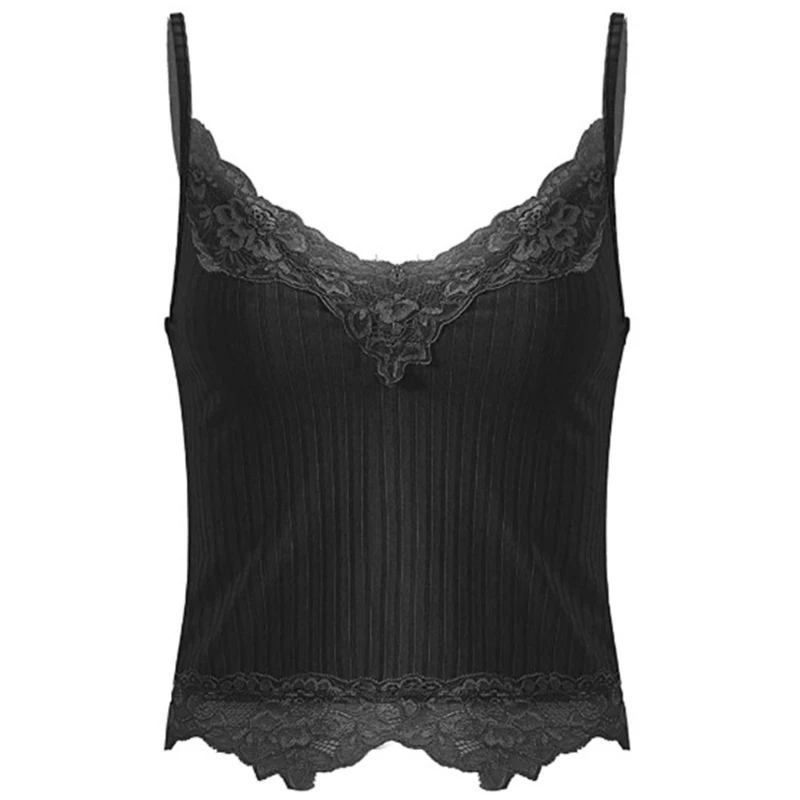 Camiseta De Manga Larga Con Cuello De Encaje Negro