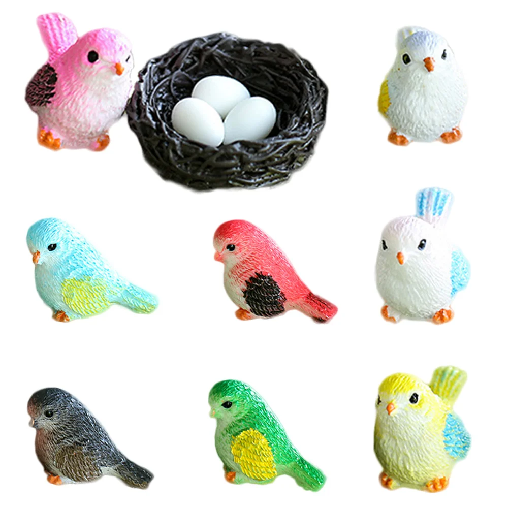

Micro Landscape Bird Miniature Nest Decor Garden Glass Figure Resin Craft Easter Ornament