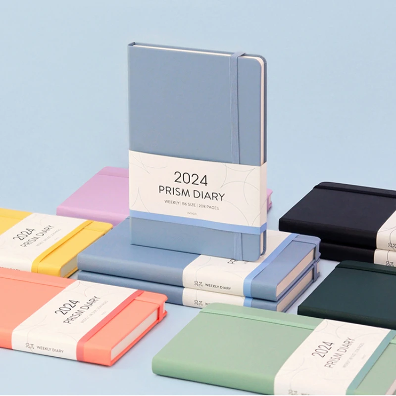 

2024 Korean Fashion Prism Diary B6 Band Notebook Hardcover Weekly Planner Agenda Scheduler 208P Journal Free Shipping