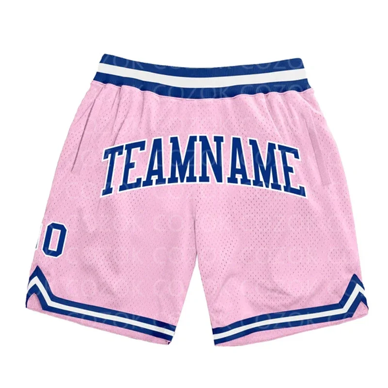 Custom Light Pink Authentic Basketball Shorts 3D Printed Men Shorts Name Mumber Quick Drying Beach Shorts 2