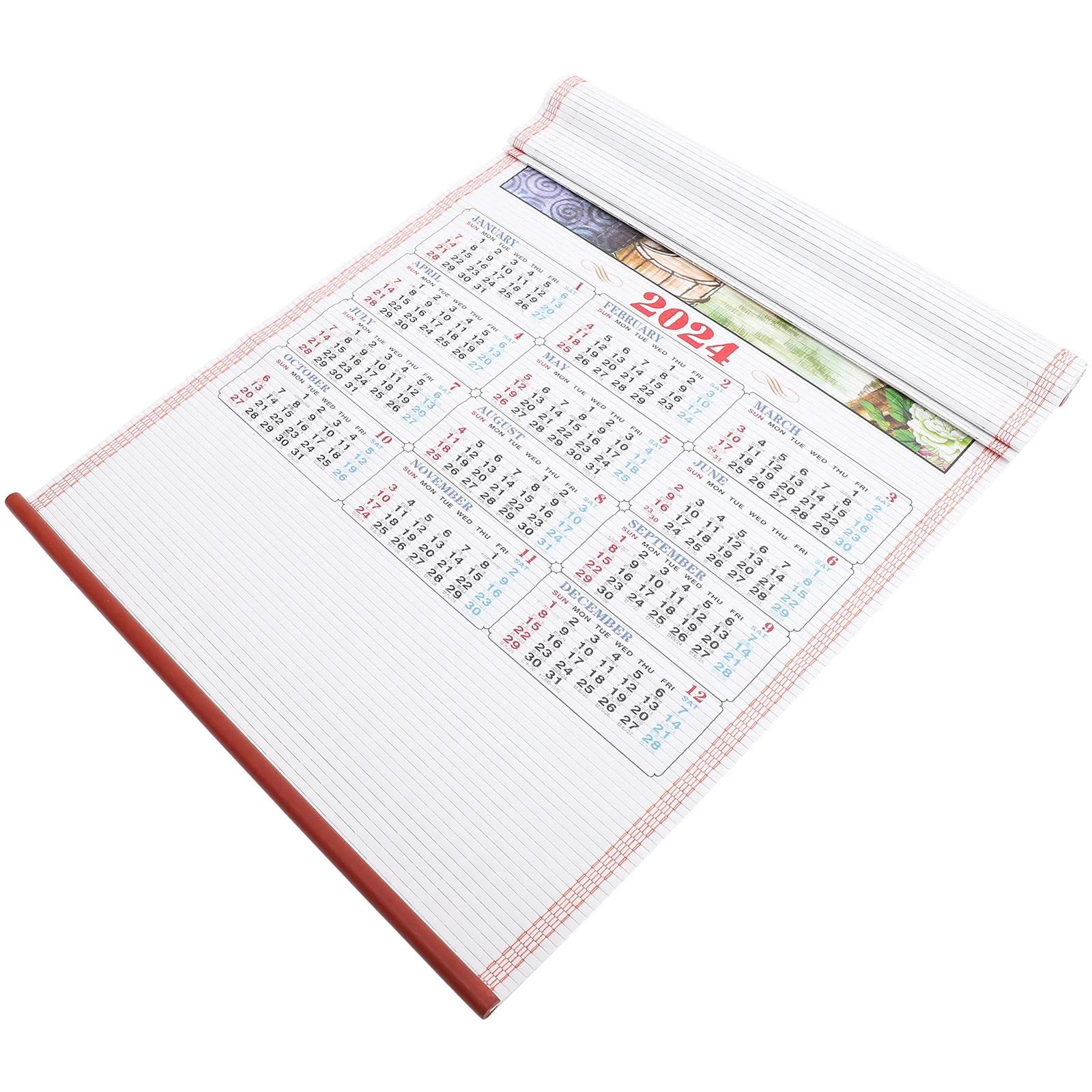 

2024 имитация ротанга подвесной свиток ежегодный календарь Год Дракона стена ландшафт декоративная живопись (h-130) большой