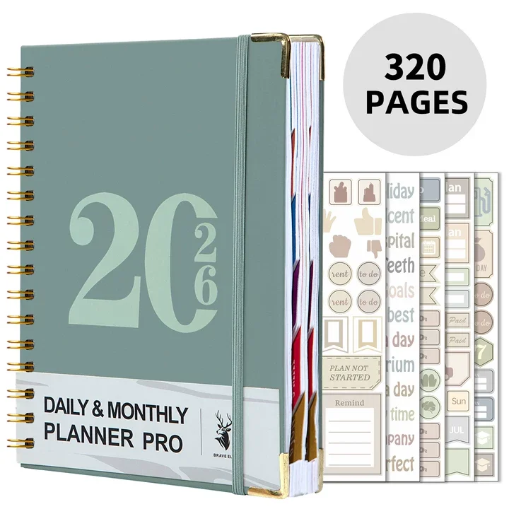 Enhanced Productivity Planner: 320-Page Spiral Bound Agenda with Complimentary Stickers