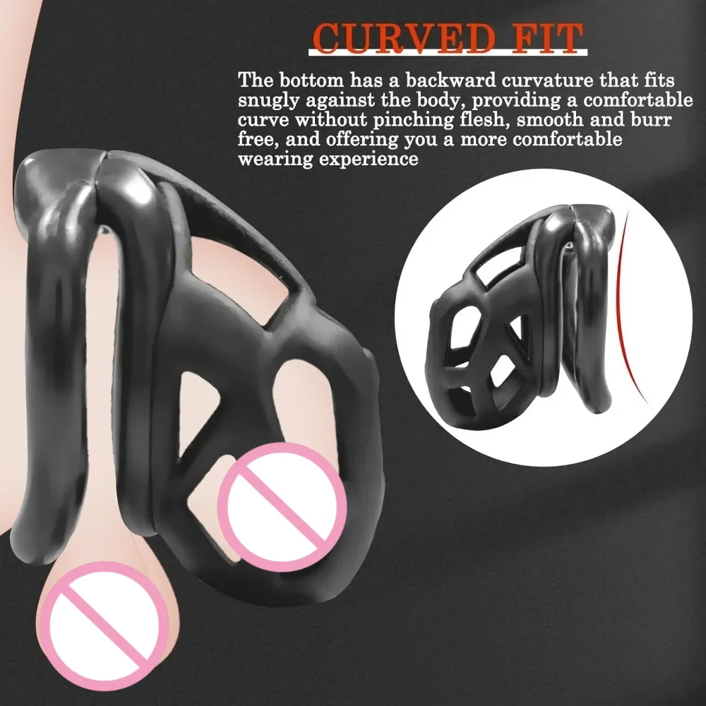 7.0 Cobra Chastity Lock Cock Cage 3D Invisible Lock with 4 Arc Ring Testicle Chastity Belt BDSM Toy Hentai Bondage Fetish SexToy penis chastity cage chastity lock sex toy