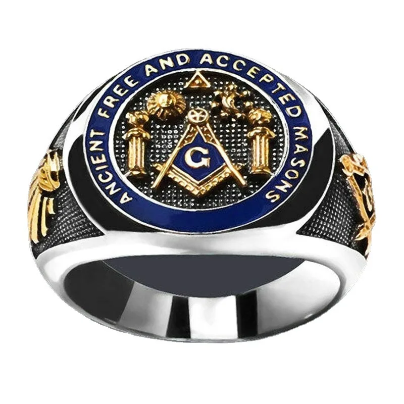 

Fashionable and Selling Jewelry, Tongji Logo, Retro Trendy Men's Oil Dropping Ring Jewelry