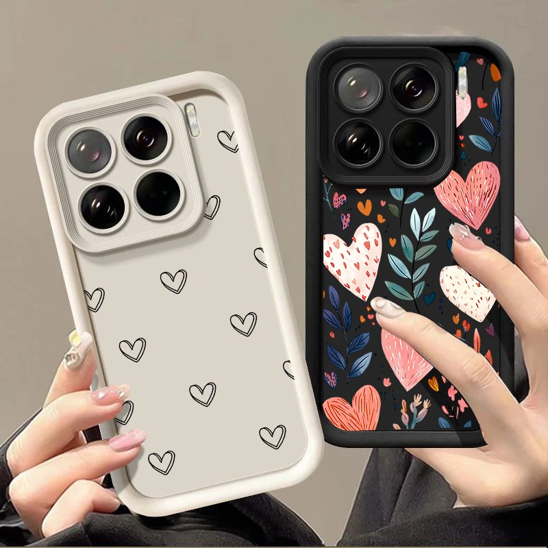 Black Love Heart Leaves Shockproof Case
