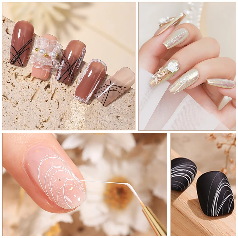 BOZLIN 5ml Spider Wire Gel Nail Polish Flower Painting Liner Nail Art Gel Varnish Black White Rose Gold Sliver Spider Web Design
