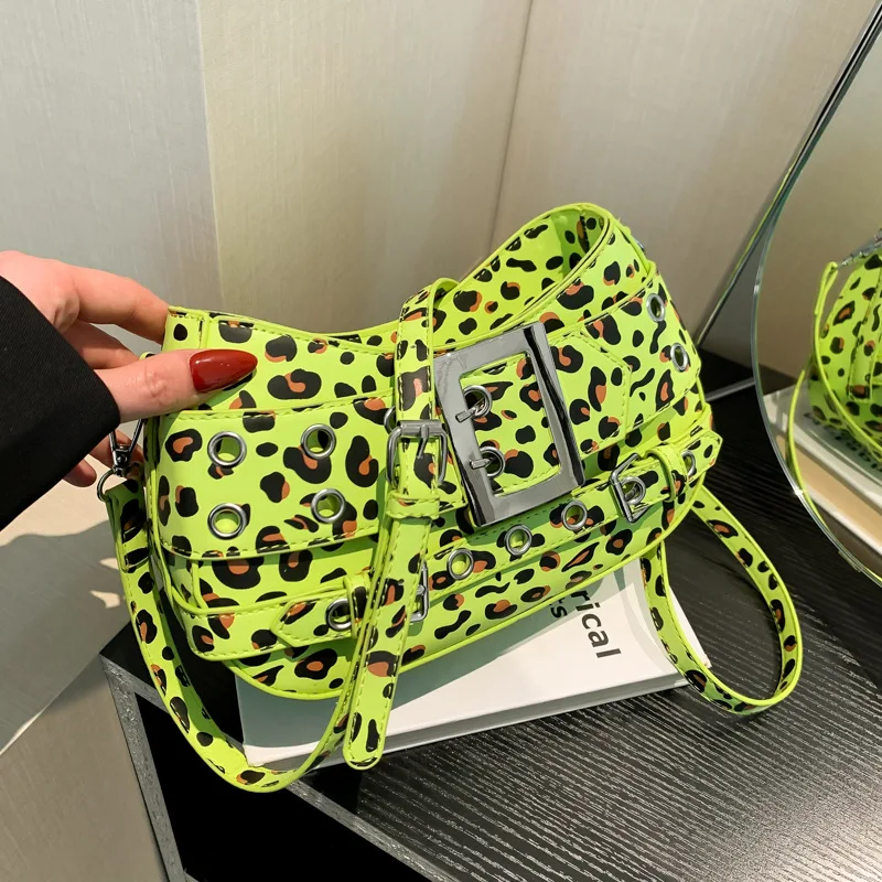 Sweet cool Spice Girl small bag 2024 summer new women niche design shoulder bag personality leopard print luxury handbag