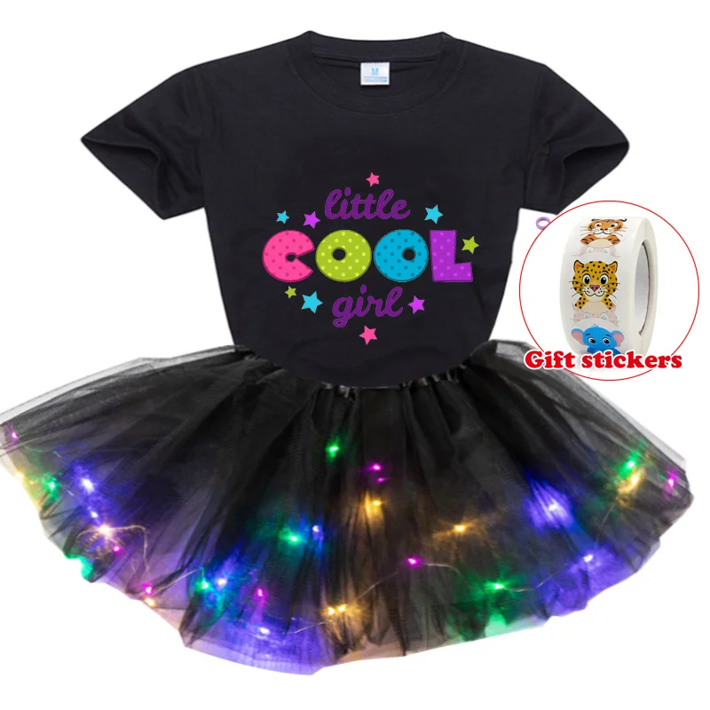 

Summer Tutu Dress Kids Girl Clothes 24M -8Yrs Colorful Mini Pettiskirt Girls Party Dance Neon LED Tutu Skirt Children Clothing