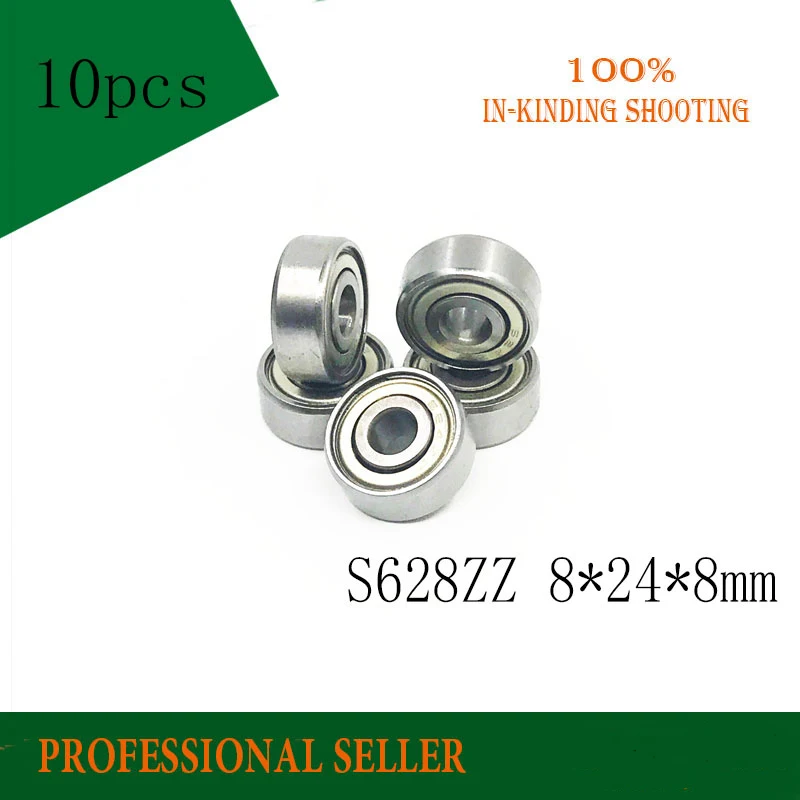 

10pcs stainless steel Deep groove ball bearings 8*24*8mm S628zz 2z bearing S628 z Shielded Miniature Ball Bearings