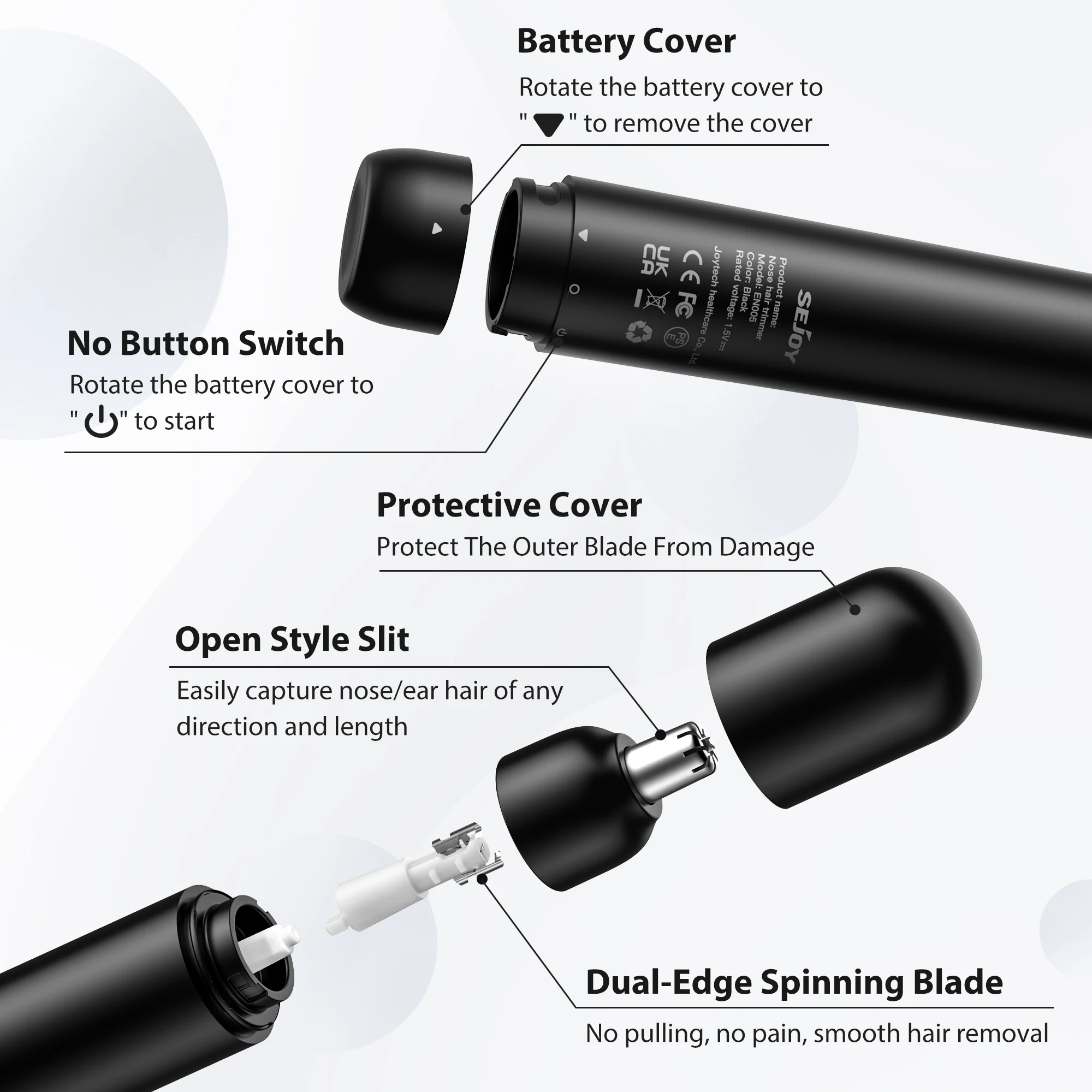 Sejoy Trimmer For Nose Unisex Mini Travel Electric Nose Ear Hair Trimmer Tourism Mini Unisex Painless Fast Nose Hair Clipper 5