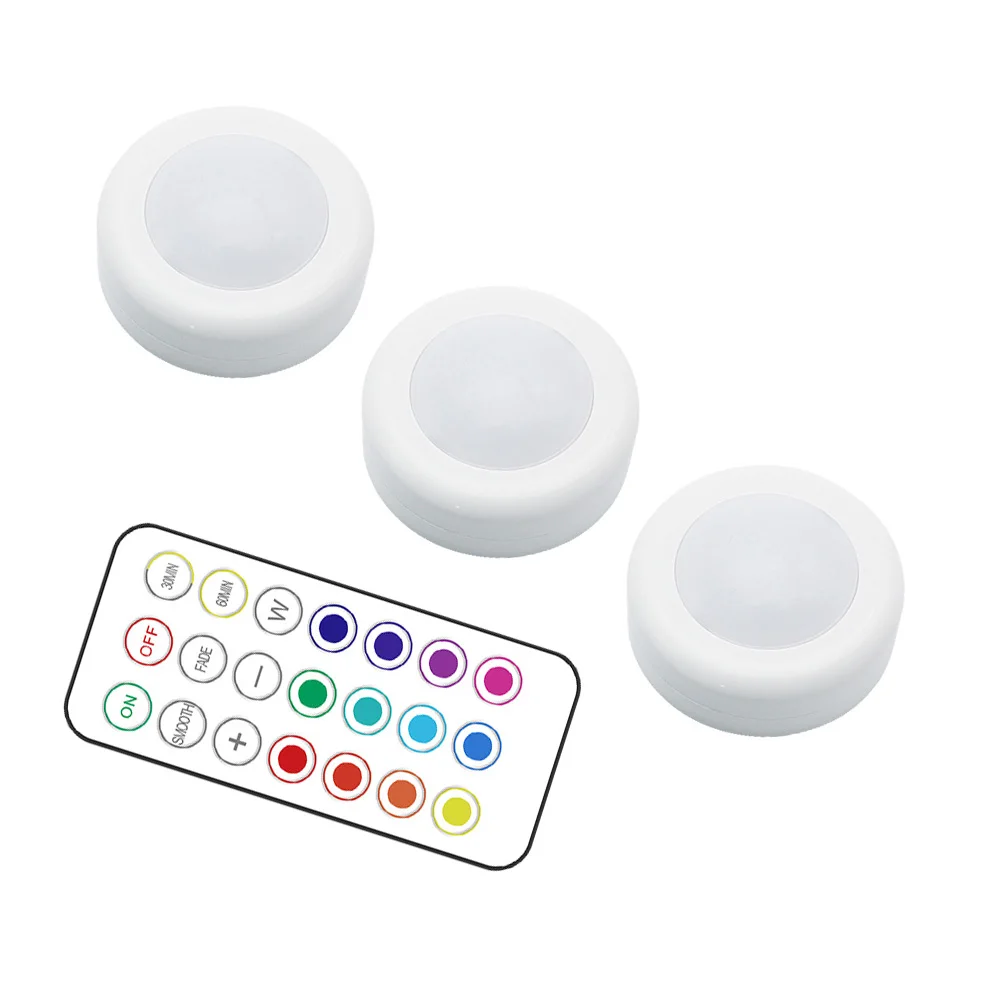 Enhanced Wireless RGBW LED Puck Lights with Remote Control and Dimmable Features for Versatile Indoor Lighting