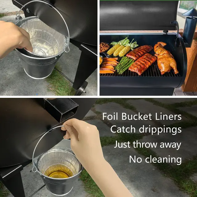 Drip Grease Vödör És 10-Csomag Bélés A Traeger 20/22/34 Sorozatához, Pit Főnöke Stb. Pellet Grill Dohányzó - Image 6