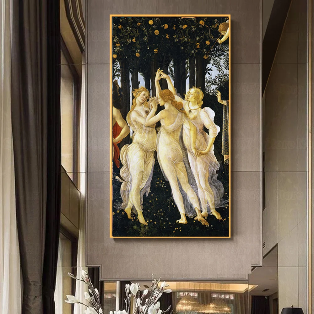 Sandro Botticelli The Three Grace Canvas Painting Ispirato Primavera Famosa Arte Della Parete Per La Decorazione Domestica