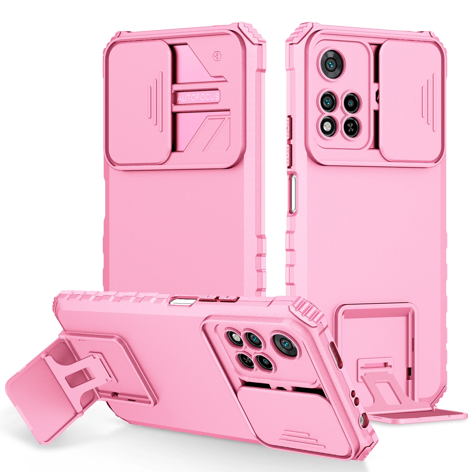 Enhanced Shockproof Case with Slide Camera Lens Protection & Stand Function
