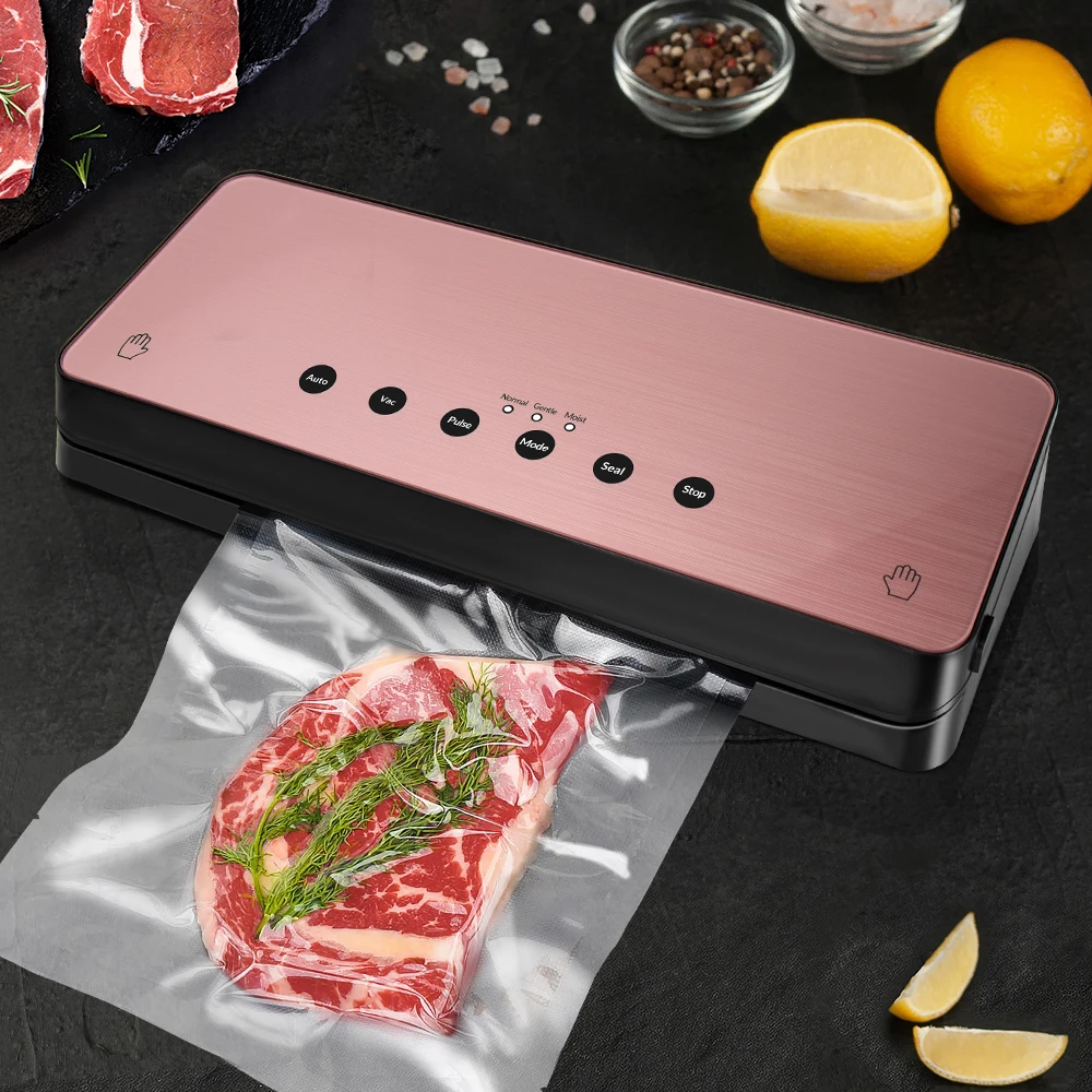 Bonsenkitchen Vacuum Sealer Machine, Stainless Steel Vacuum Food Sealer with 8-in-1 Vacuum Sealing System, 6 Food Vacuum Modes, Built-in Cutter and