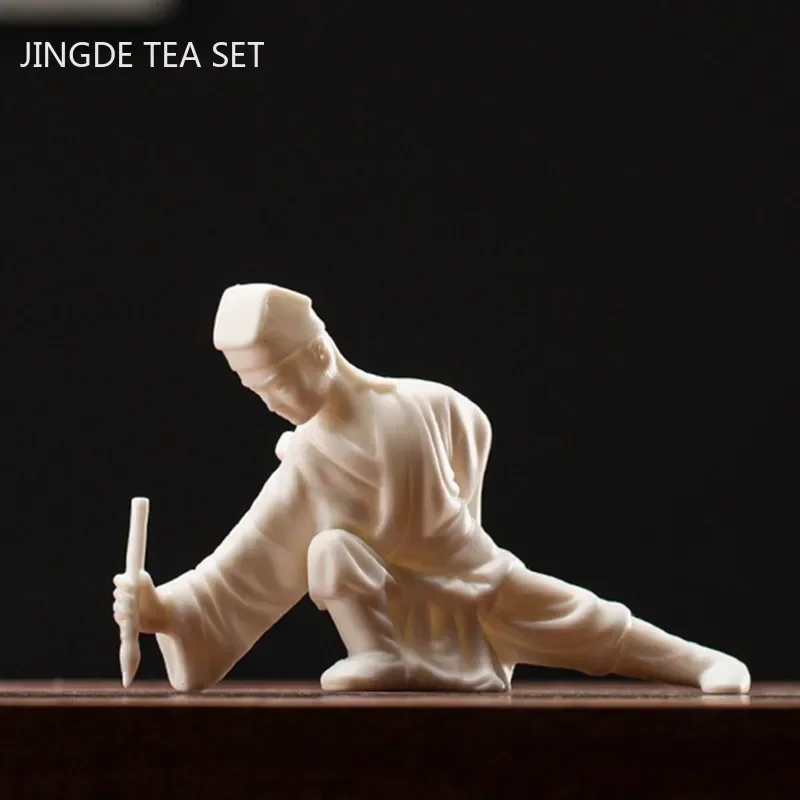 Creativity Ceramics Tea Pet Figure Statue Tea Table Decoration Home Handmade Potted Ornament Boutique Teaware Accessories