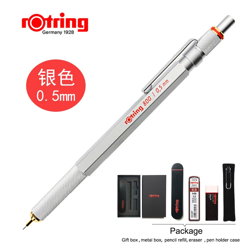 rOtring 800 Mechanical Pencil 0.5 mm, Metal Pencil with Black Barrel,  Drafting Pencil, Great Stocking Stuffer, Teacher Gift, or Christmas Gift  for