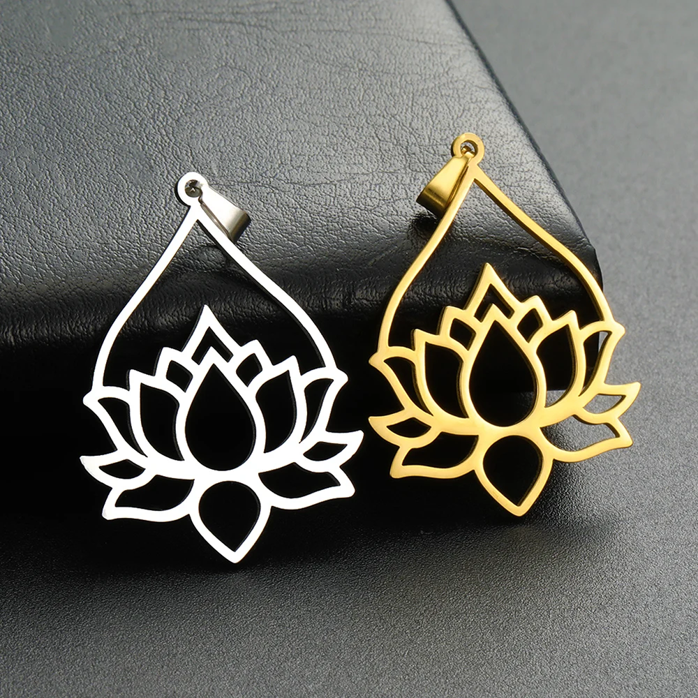 Dawapara Lotusblumen-Anhänger für Schmuckherstellung Yoga Buddhistisches Mandala OM Lotus-Anhänger Zubehör Edelstahl-Schmuck – Detail 16