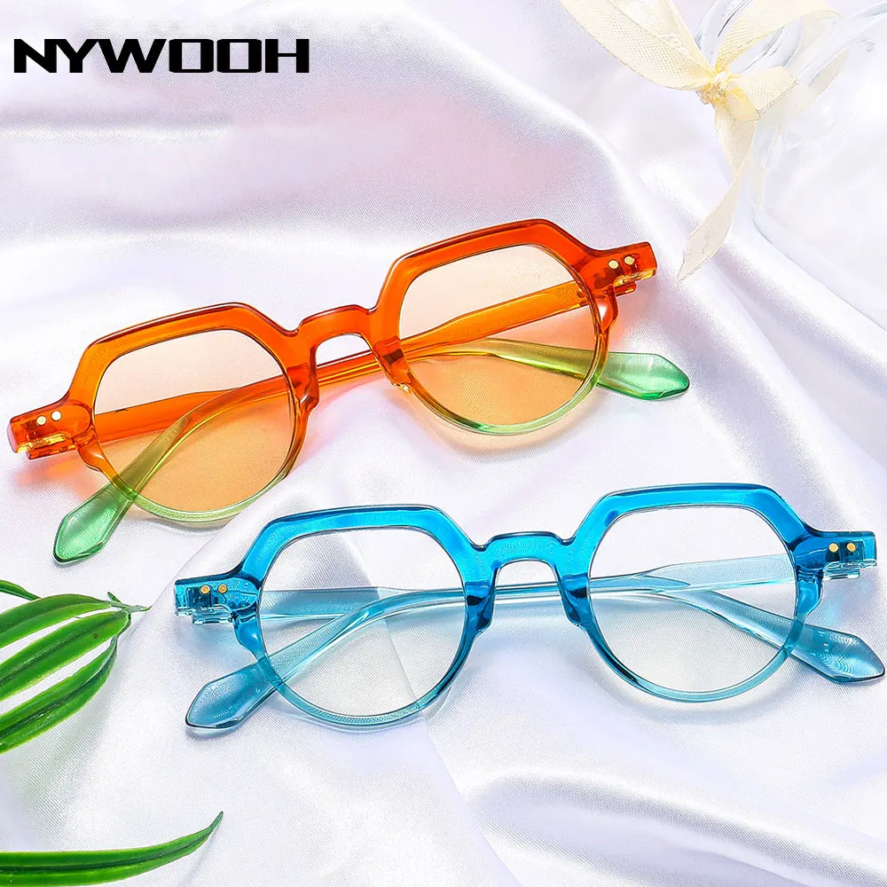 

NYHOOW Fashion Square women's Sunglasses New Retro Rivets Decoration Gradient Eyewear Shades UV400 Pink Blue Sun Glasses for Men