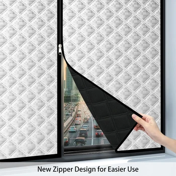 Zippered Winter Self-Adhesive Window Curtain – Thick, Windproof, Cold-Resistant, Draft Blocking, Easy Install