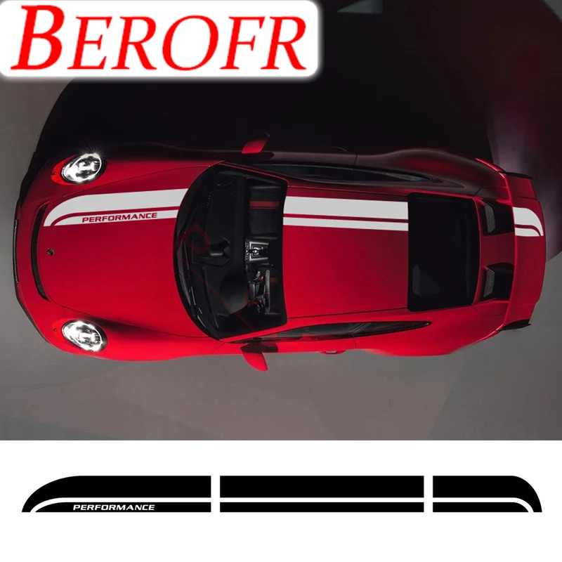 Car Styling Hood Roof Tail Sticker Racing Sport Performance Stripes Per Porsche-911-Cayman-718-Carrera-S Auto Body Vinyl Decal