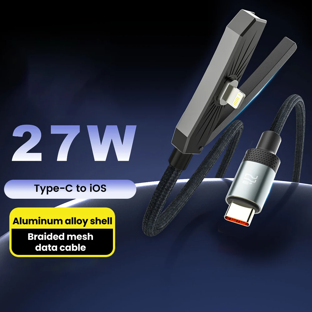 Ultra-Fast 27W Lightning Charging Cable with Foldable Stand