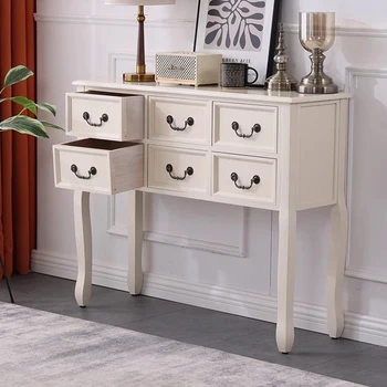 Consolle di lusso di bellezza con cassetti Consolle francese retrò di metà secolo Maniglie in metallo Eleganti mobili Tavolo Consoleolle