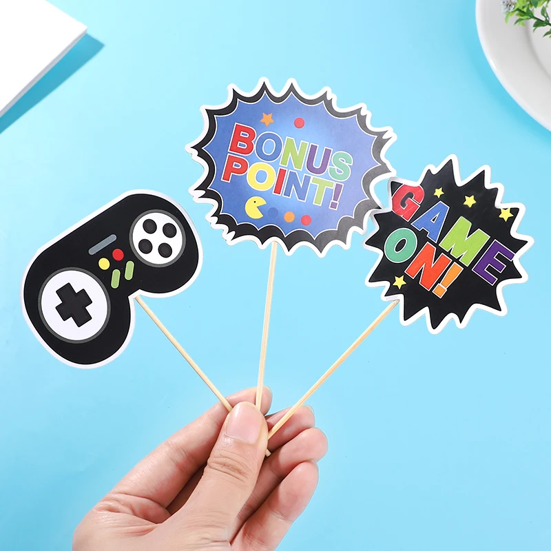 13 stücke Papier Spiel Thema Cupcake Topper Set Gamer Geburtstag Party Kuchen Dekoration Spielkonsole Controller Kopfhörer Joystick – Detail 4