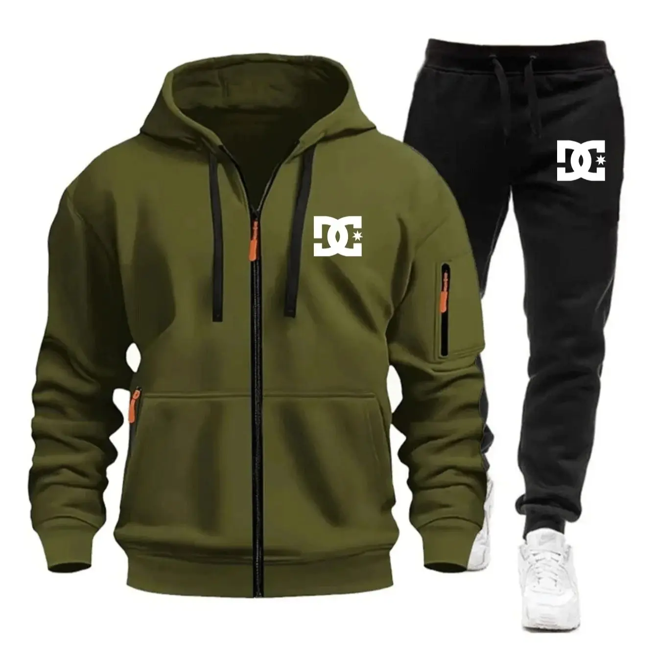 Completo Sportivo Casual da Uomo Autunno Inverno 2026 - Tuta con Felpa Tricolore e Cappuccio - immagine 6