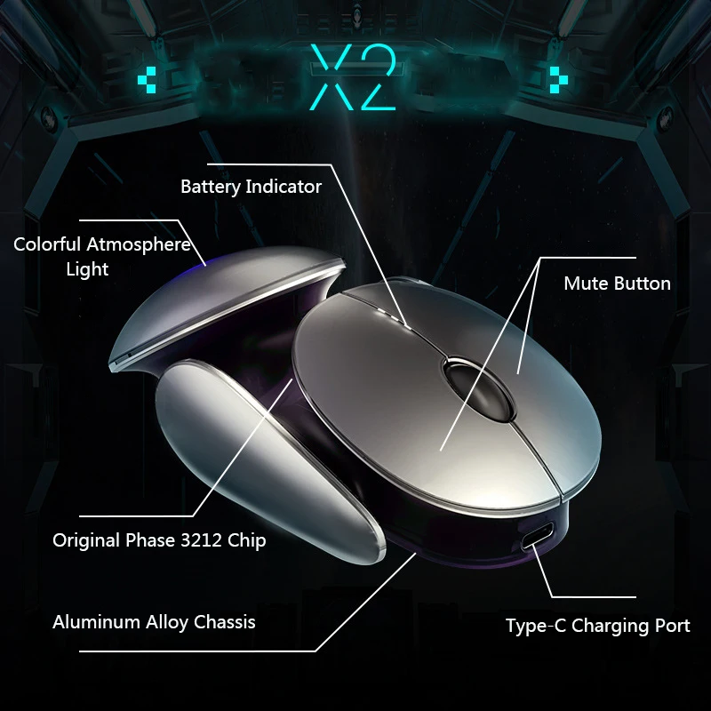Metal Bluetooth Mouse com Usb-c Ratos Gamer Recarregáveis Modo 2.4g Fit para pc Laptop Win Mac x2 - Imagem 4