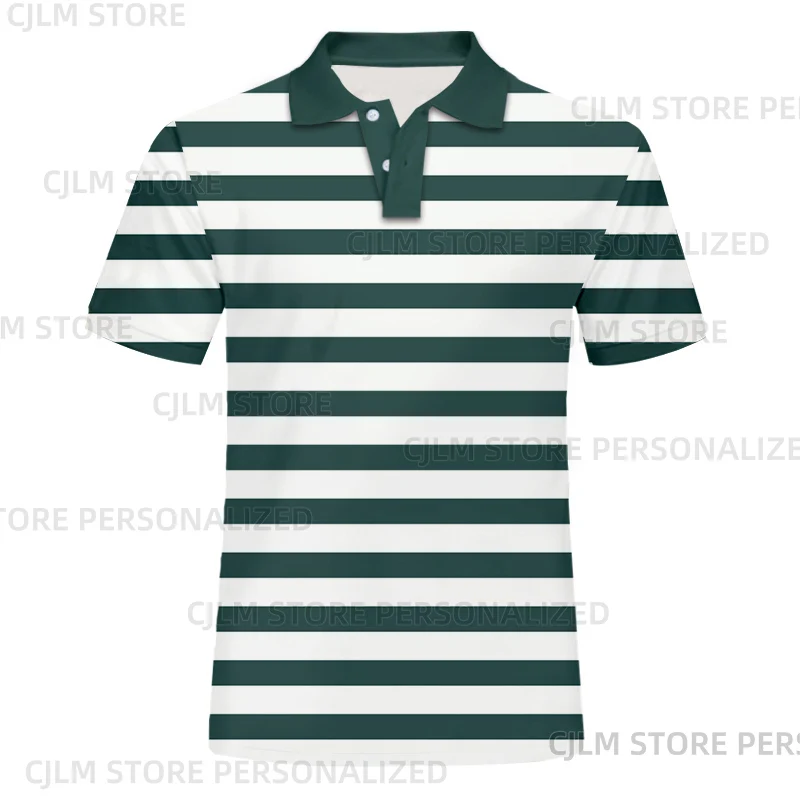 Green&White Classic Striped Polo Shirt for Golf Game Sport Oversize Casual Summer Breathable Outdoor Attire 2025 High Design Tee 11 Sb22ddee85fc14bf0bee767cc904322fb9