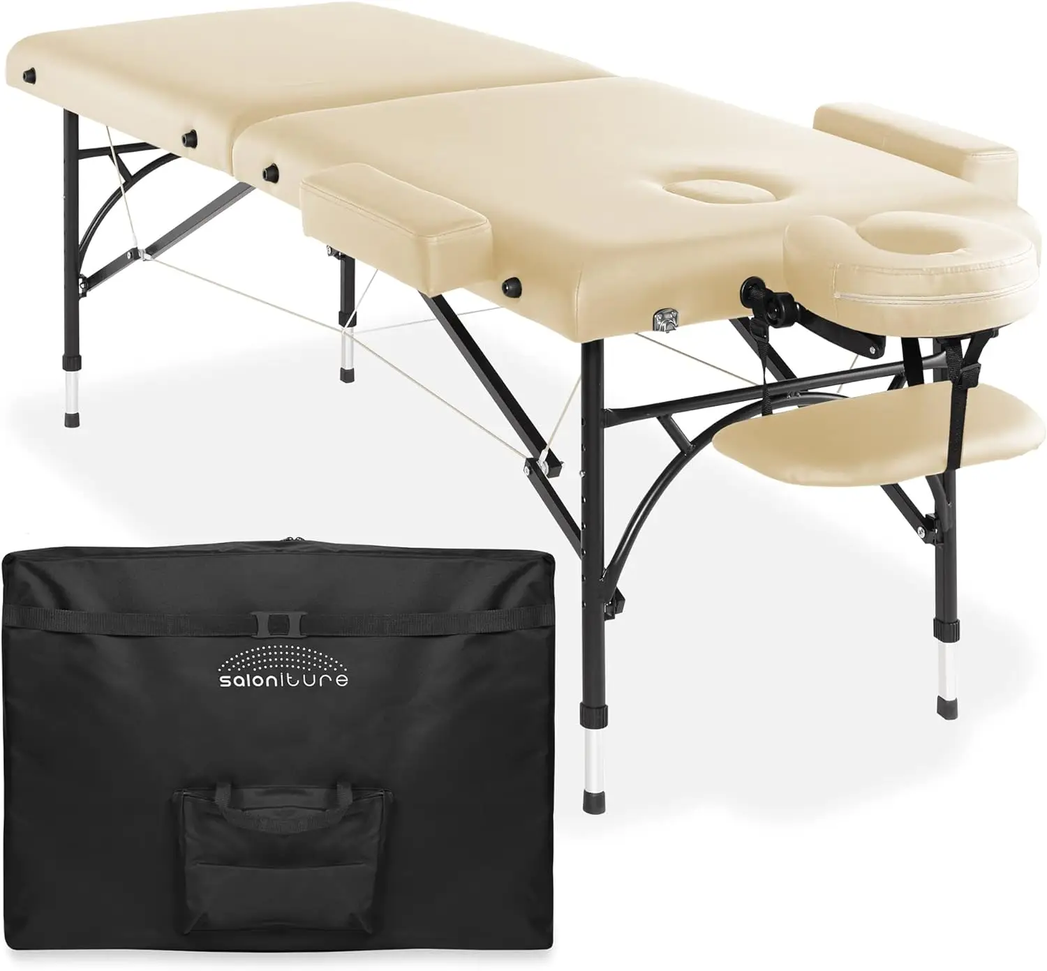 Saloniture Professional Portable Lightweight Bi-Fold Massage Table with Aluminum Legs - Includes Headrest, Face Cradle, Armrests free shipping professional making umbrellas 8k ribs three fold umbrellas hand open windproof supermini pocket umbrellas