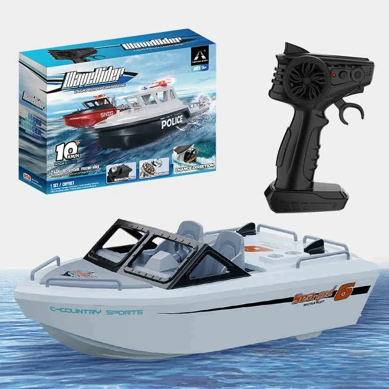 Bateau RC rapide 2,4 GHz - 2 batteries, jouet étanche pour enfants