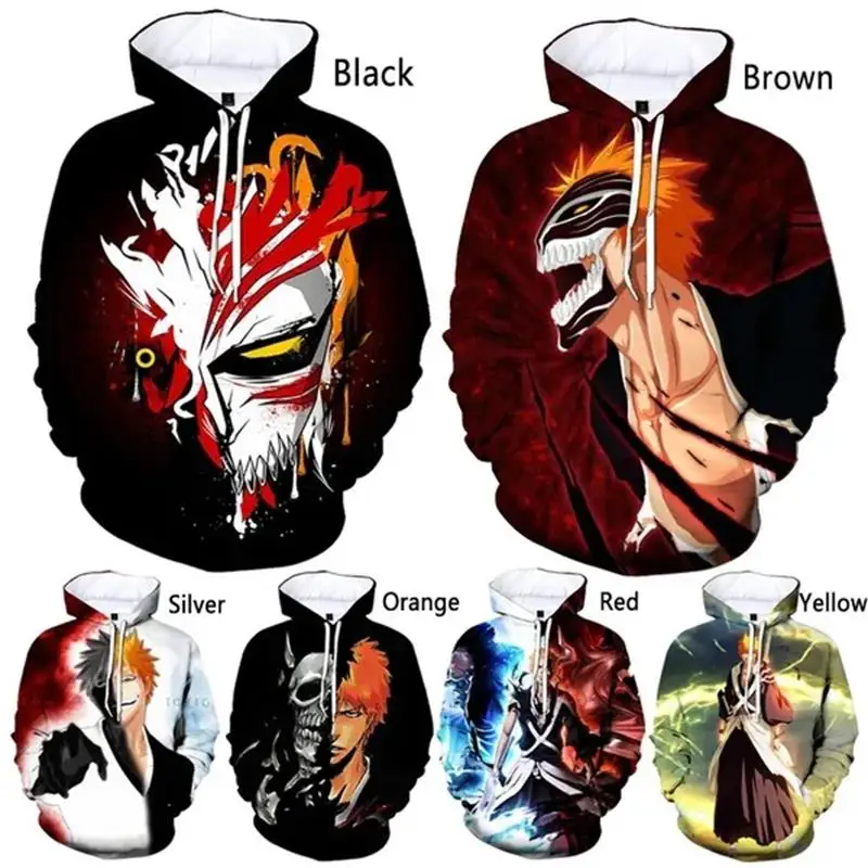 

Bleach Kurosaki Ichigo Manga Hoodie Men y2k Tops 3D Inoue Orihime Printed Hoodies Women Clothing Harajuku Fashion Pullover Hoody