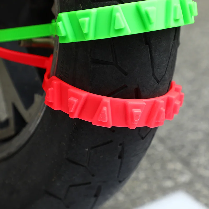 10Pcs Motorcycle Snow Chains Reusable Motorbike Tire Anti Slip Tie Winter Emergency Safety Belt Tyre Chain Moto Accessories